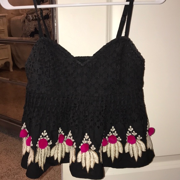 Anthropologie Tops - Anthro Eyelet Pom-Pom Top